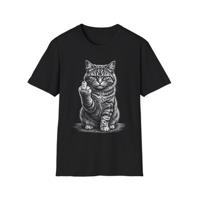 Middle Finger Tabby Cat T-Shirt | Rude Cat Graphic Tee