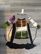 Vintage Y2K Quinze Heures Trente Multicoloured 3/4 Sleeve Mid Dress Size 3 BNWT