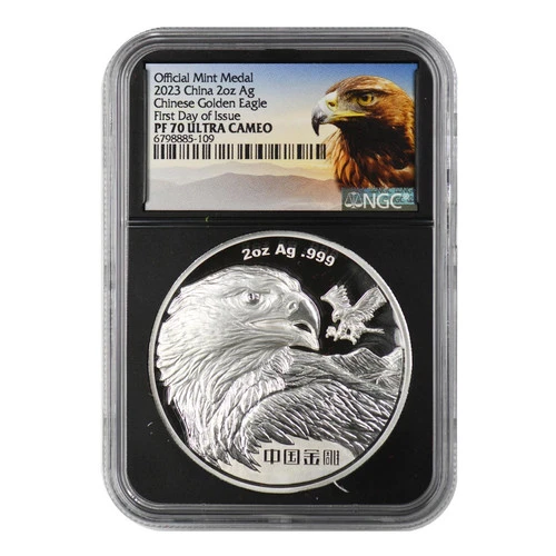 2023 Chinese Golden Eagle 2 oz Silver NGC PF-70 Ultra Cameo First day of Issue