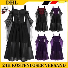 Damen Punk Gothic Hexe Karneval Cosplay Kostüm Hexe Vampir Halloween Party Kleid