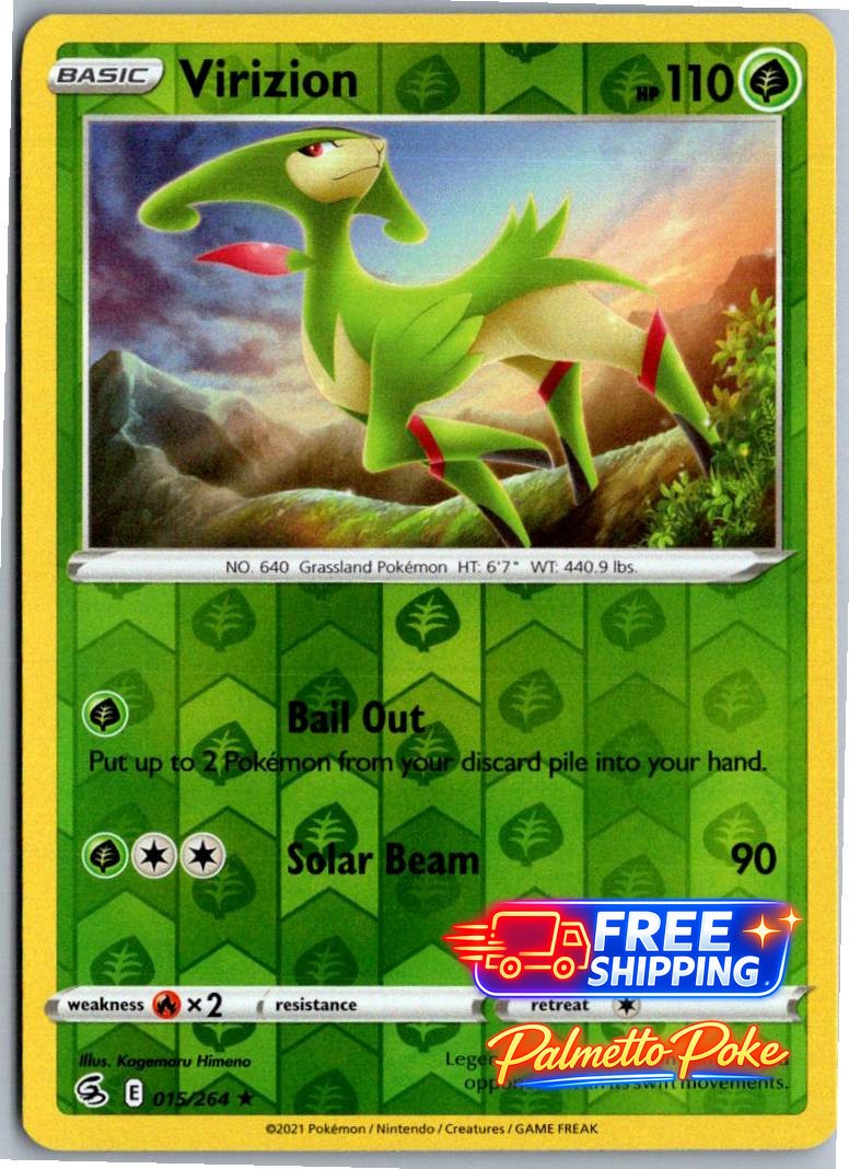 Virizion 015/264 Rare Fusion Strike Pokemon Reverse Holo Lightly Played