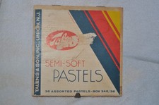 ancien lot Talens & Sons semi-doux pastels 36 couleurs boîte de rangement bois INUTILISÉE