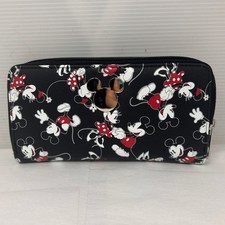 NWOT Disney Mickey Mouse Zip Around Wallet Black Red White Allover Print NEW