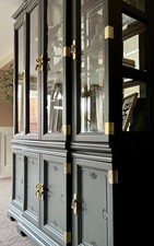 Imperial Dynasty Glazed Display Cabinet Dresser Dark Green Brass Hardware 