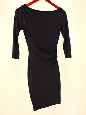 James Perse Black Solid Boat Neck 3/4 Sleeve Sheath Knee Dress, 2