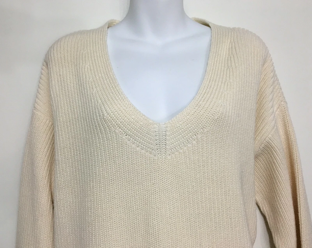 Cream v neck sweater women's cheap