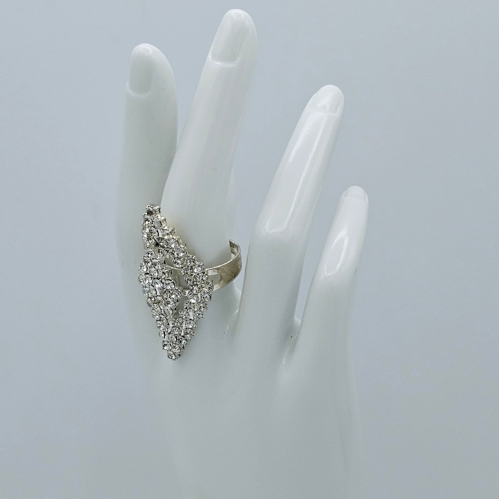 Bling Ring Adjustable Rhinestone Studded Two Tier… - image 5