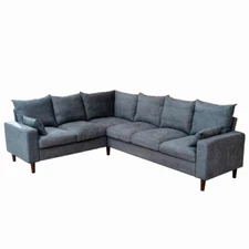 New 6 Seats Sectional Sofa Modern Linen Fabric Corner L-shape Upholstered Couch