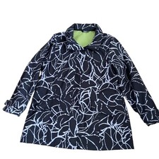 Tigi Black & Grey Patterned Rain Jacket With Lime Green Lining - Size 14 To 16