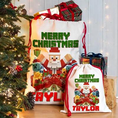 KRAFTYGIFTS Gamer Christmas Sack Santa Xmas Present Stocking Personalised Gift Bag NS036