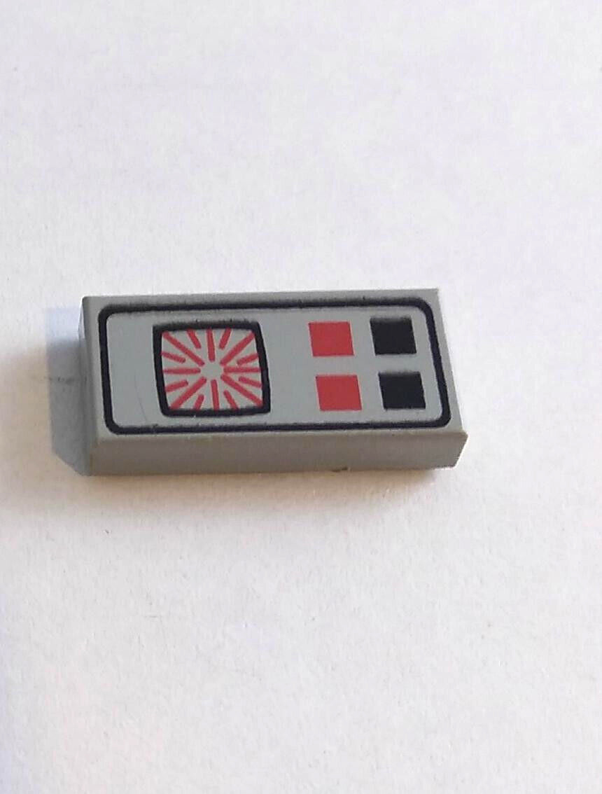 Lego 1x2 Old Gray Printed Tile 3069bp25 red/black button Space futuron 6931 6940