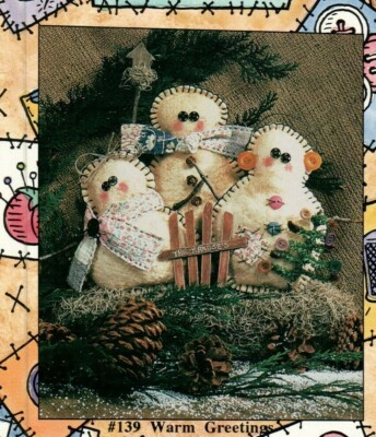 Warm Greetings Snowman Doll Figures Sewing Pattern Primitive Folk Art Christmas