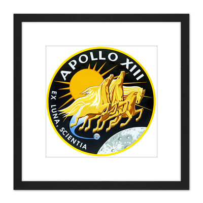 Weltraum NASA Apollo 13 Mission Emblem Abzeichen Patch Quadrat Gerahmt Wandkunst 8X8 Zoll