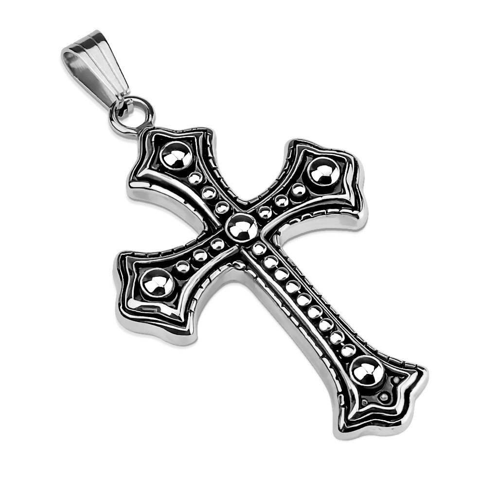 Collana Con Ciondolo A Croce Con Teschio In Argento Retrò - Foto 14