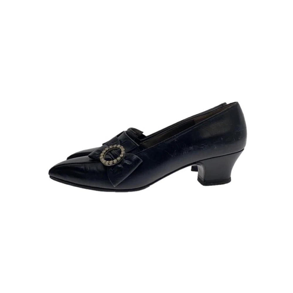 Escarpins Christian Dior talon ruban cuir noir EU35,5/US5,5 32364c