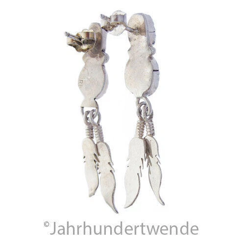 Navaho Türkis Koralle Silber Ohrringe Ohrstecker silver stud earrings - Bild 4 von 4