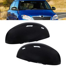 1 Paar Schwarz Außenspiegel Spiegelkappe Abdeckungen für Skoda Fabia II 2013 542
