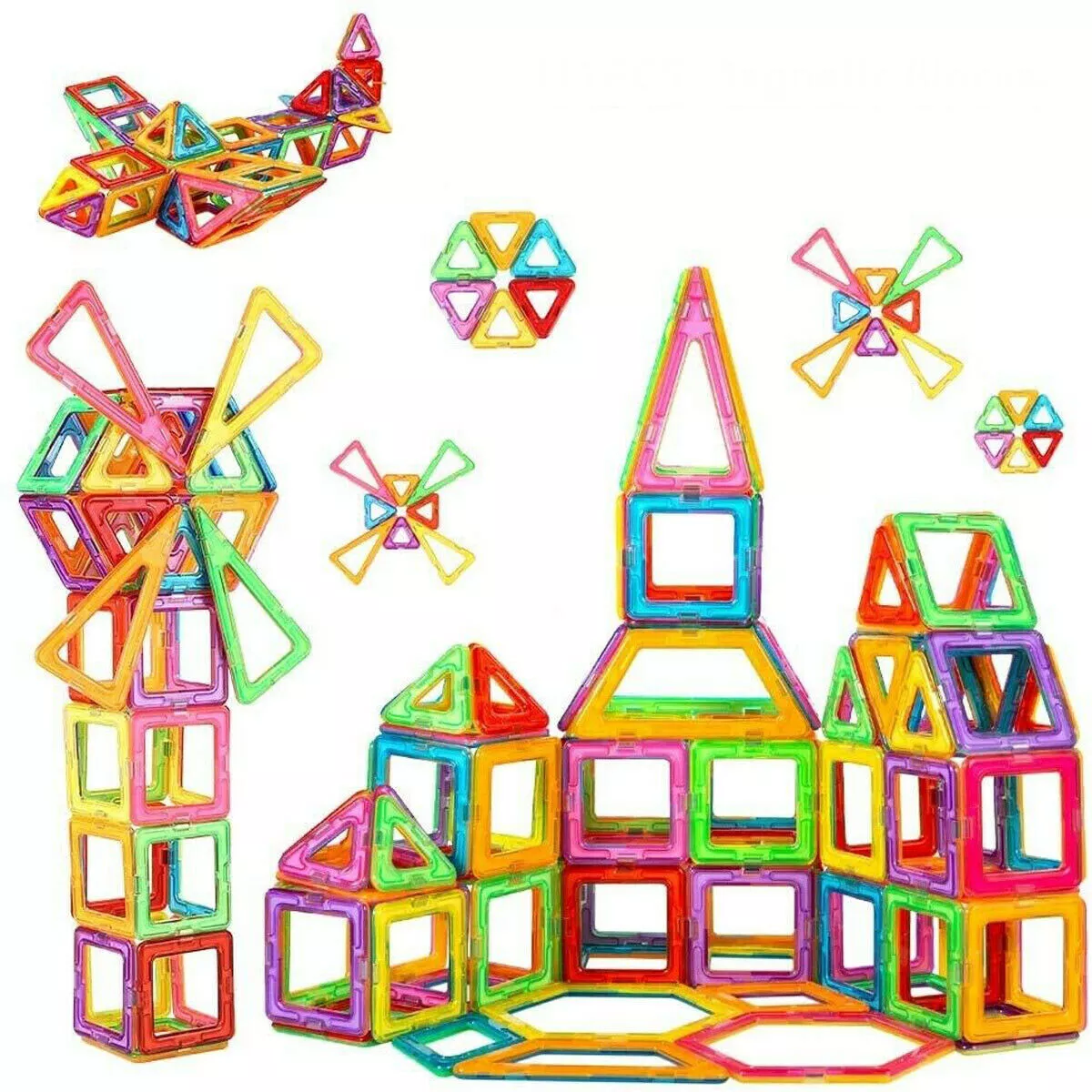 61Pc Magnetic Tiles Building Blocks Education Toys for Kids Baby