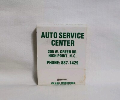 Vintage Matchbook Auto Service Center High Point NC Advertising Matches Full