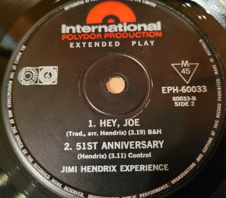 Jimi Hendrix  Wind Cries Mary ,Purple,Hey Joe, 51st   Australian EP  1967 MONO - Image 4 of 4