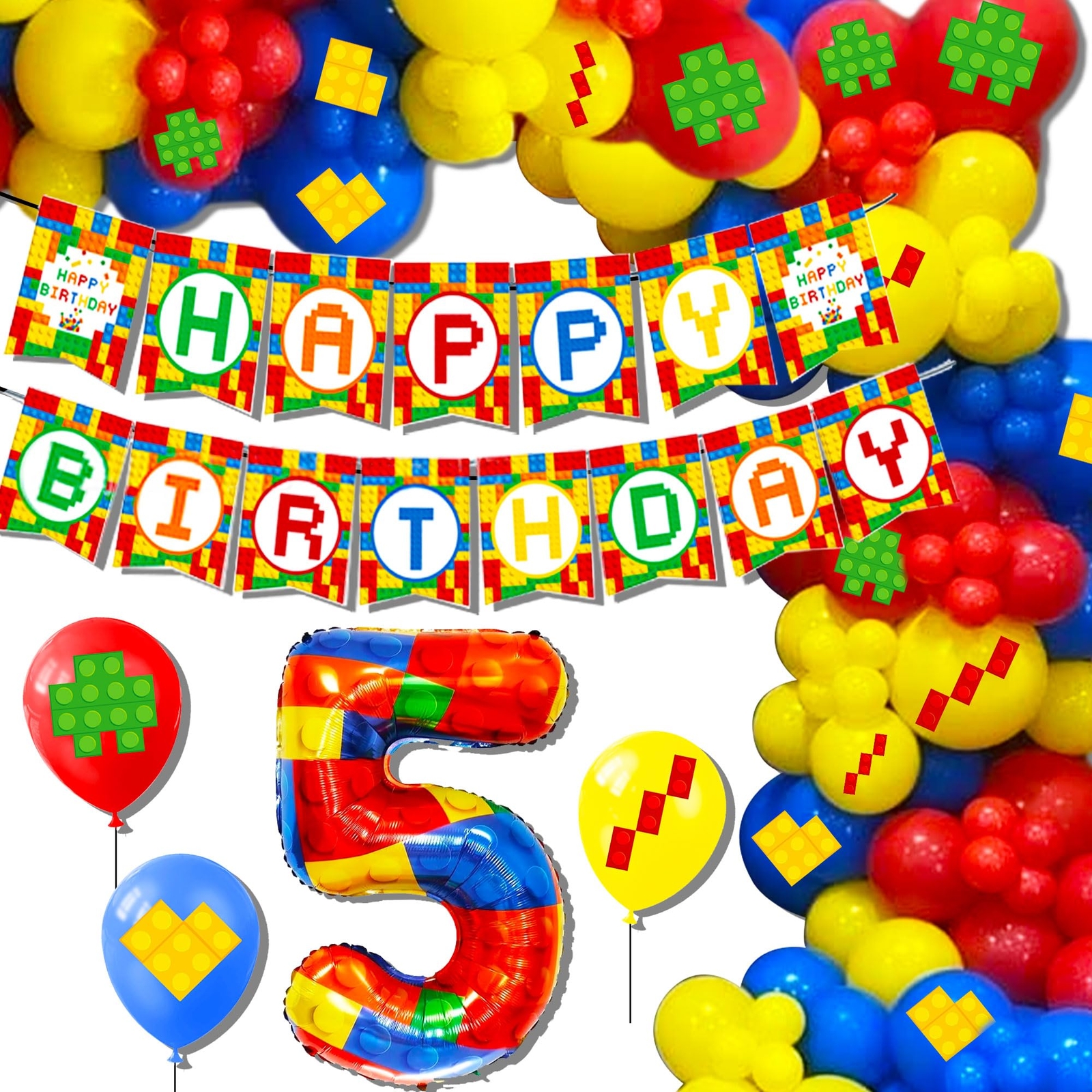 5th Birthday Decoration Building Blocks Themed Birthday Party Decorations Bui...