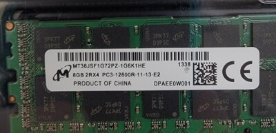 Micron - Crucial 1GX72 DDR3 PC3 12800 REGIS, 8GB 2Rx4 PC3-12800R