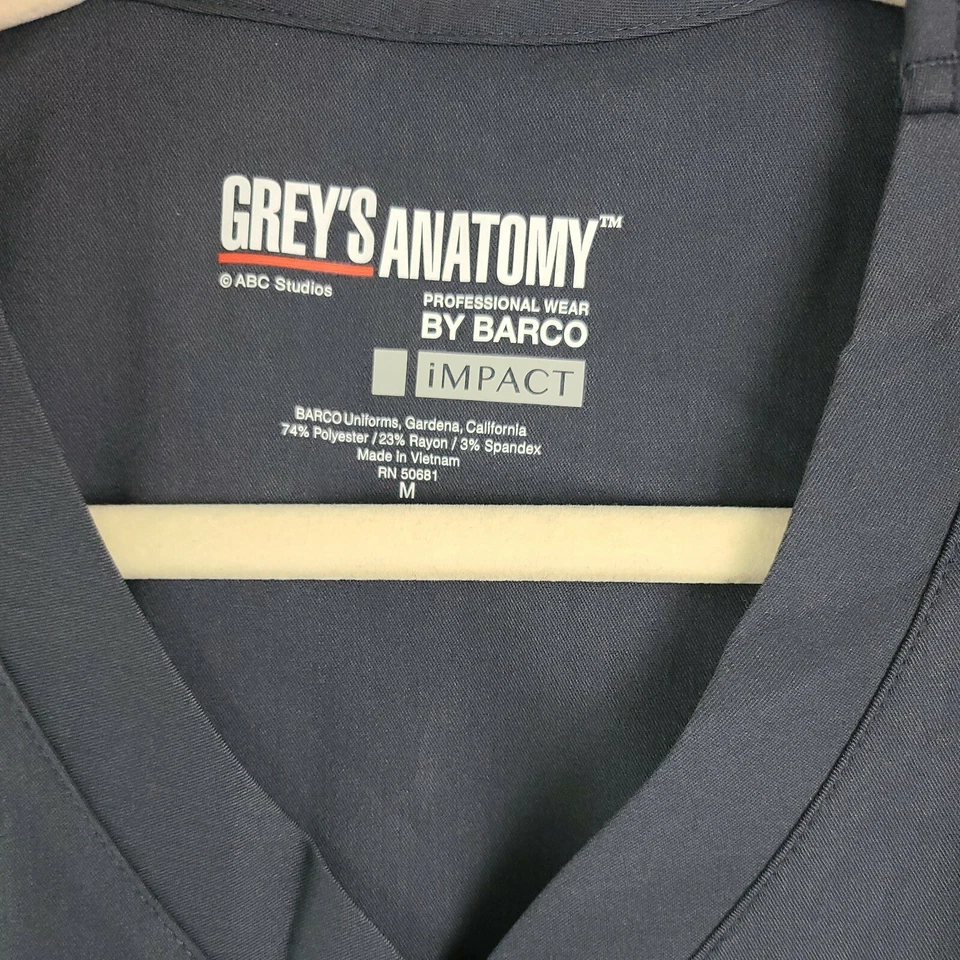 Blusa Médica Grey's Anatomy Impact Mujer 3 Bolsillos Cruzada Cuello en V Acero Talla M Nueva con Etiquetas Foto 2 de 4