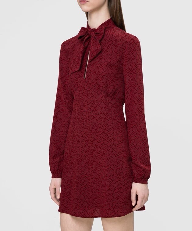 Abito corto in seta con fiocco rosso SAINT LAURENT FR42 NUOVO