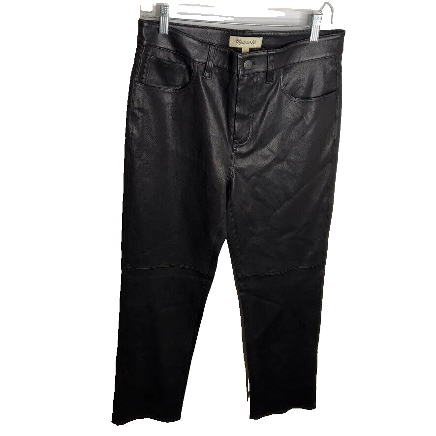 Pantalón Madewell $498 The '90s recto tiro medio cuero negro talla 28 NS287 Foto 2 de 4