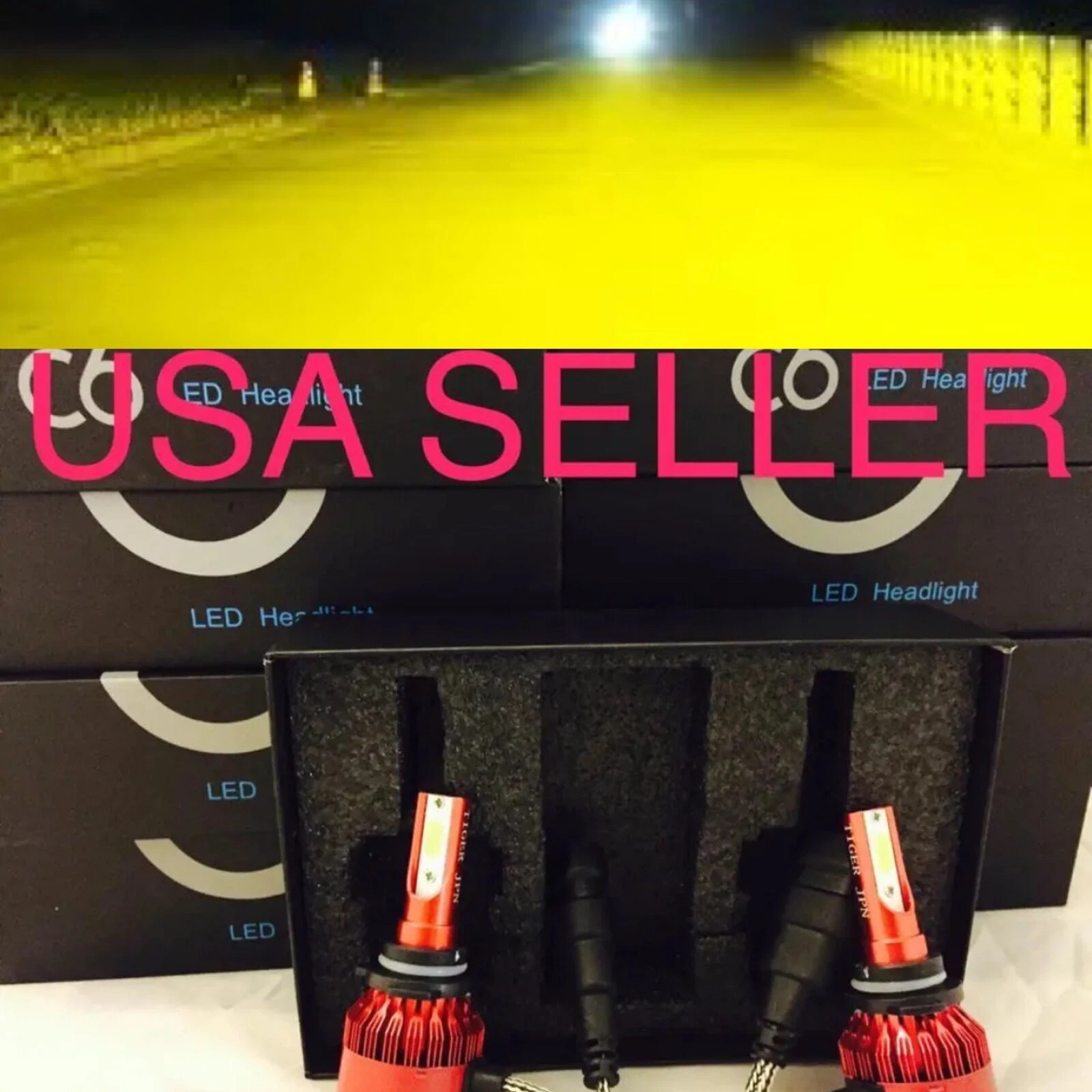 3K YELLOW Bulbs Cree LED Headlight 9005 HB3 3000K High Beam or Fog DRL Bulb PAIR