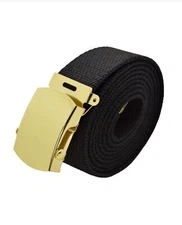 Military   Style Canvas Belt Gold buckle  buy 2 get 1 free