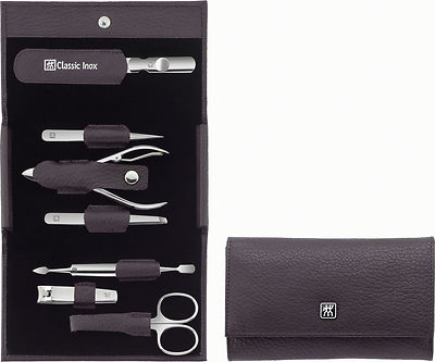 Zwilling Classic INOX Druckknopf-Etui – 3-teiliges Nagelpflege-Set In Lederetui