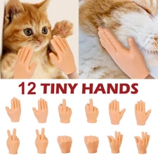 12pcs Mini Hand Joke Pet Finger Trick Realistic Rubber Rock Paper Scissor Toy