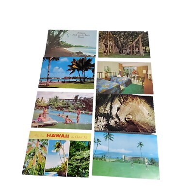 Vtg Hawaiian Post Cards Landscapes Black Sands Beach Orchid Isle Palms Lot 8