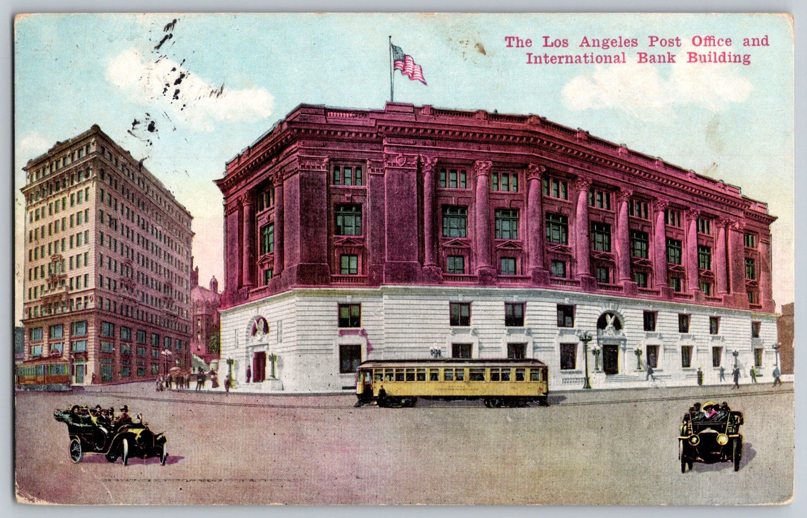 Postcard Antique Los Angeles Post Office And International Bank