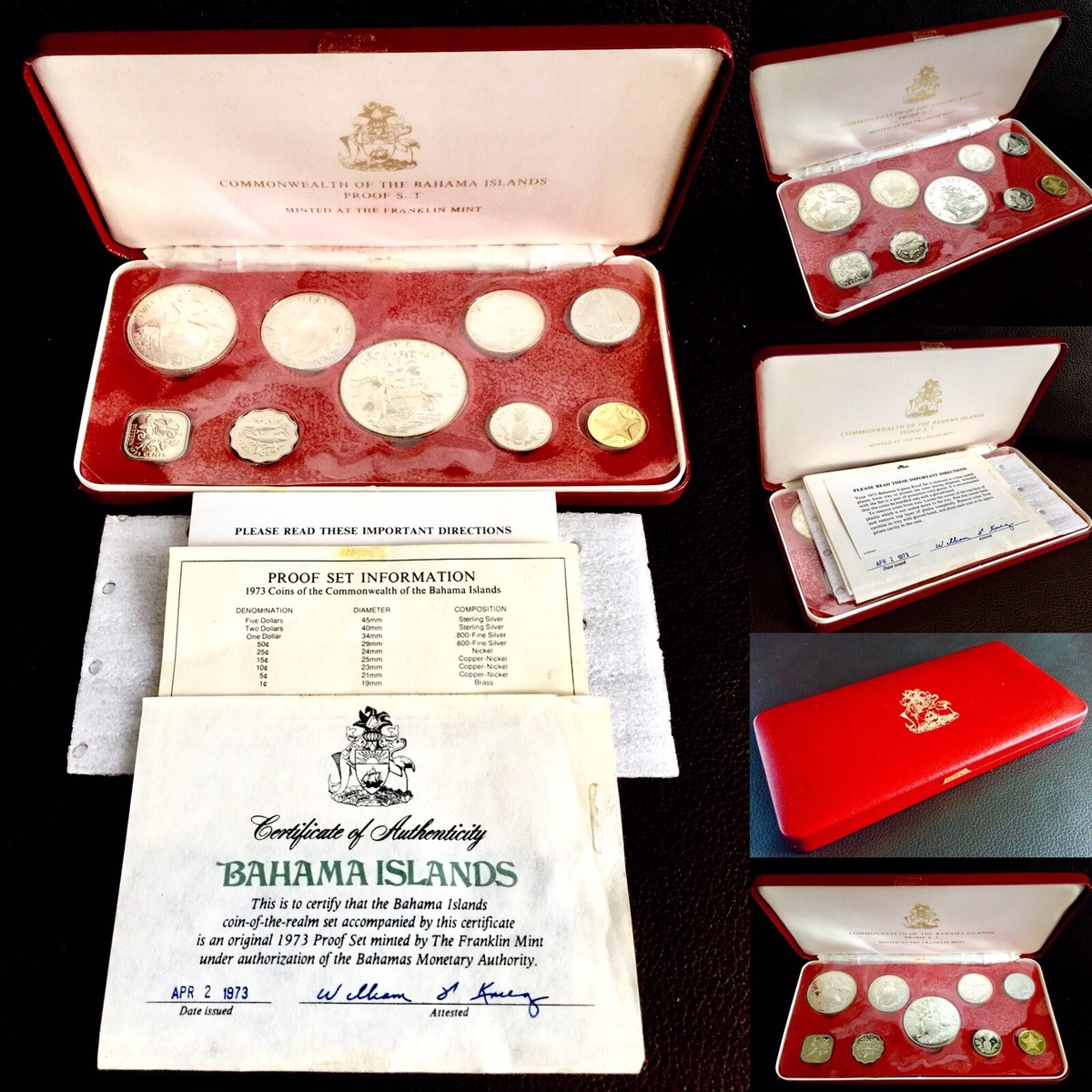 326】1973 coins of the bahamas バハマ ミント 銀貨 貨幣フランクリンミント コインセット 硬貨 ケース