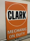 Vintage Style Clark Gas Pump Mechanic On Duty Heavy Steel Metal Top Quality Sign