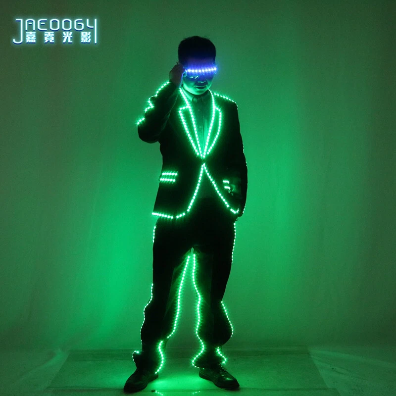 Led Luminous Colorful Costume Clothes Glowing Party Suits Tops Pants Glasses - Image 4 of 4