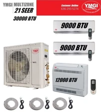 YMGI 30000 BTU 3 Tri Zone Ductless Mini Split Air Conditioner floor wall mount