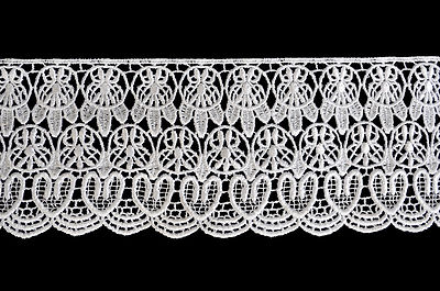 4'' Ivory and White Floral Venice Vintage Guipure Lace Trim By Yardage