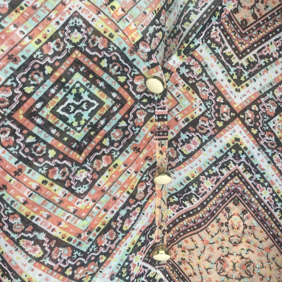 Muñeca Living para mujer mediana multicolor geométrica transparente cuello en V manga elástica 3/4 Foto 3 de 4