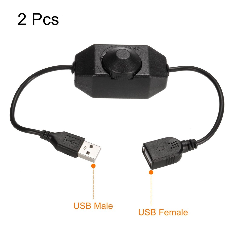 2pcs 5V USB PWM Rotary Inline Dimmer Switch for LED Strips Lights Black ...