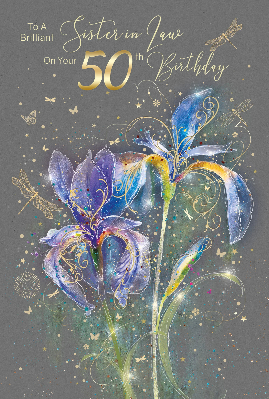 50th Birthday Card Sister-In-Law - Female Foil Finish Cherry Orchard