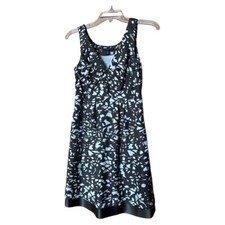 Banana Republic Petite 0P Sleeveless A Line Silk Dress Pockets Abstract Brown