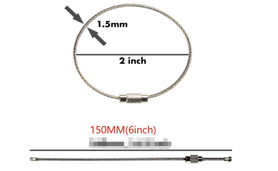 Llaveros de alambre de acero inoxidable para llavero de cable de avión bucles para etiquetas de identificación de equipaje Foto 2 de 4