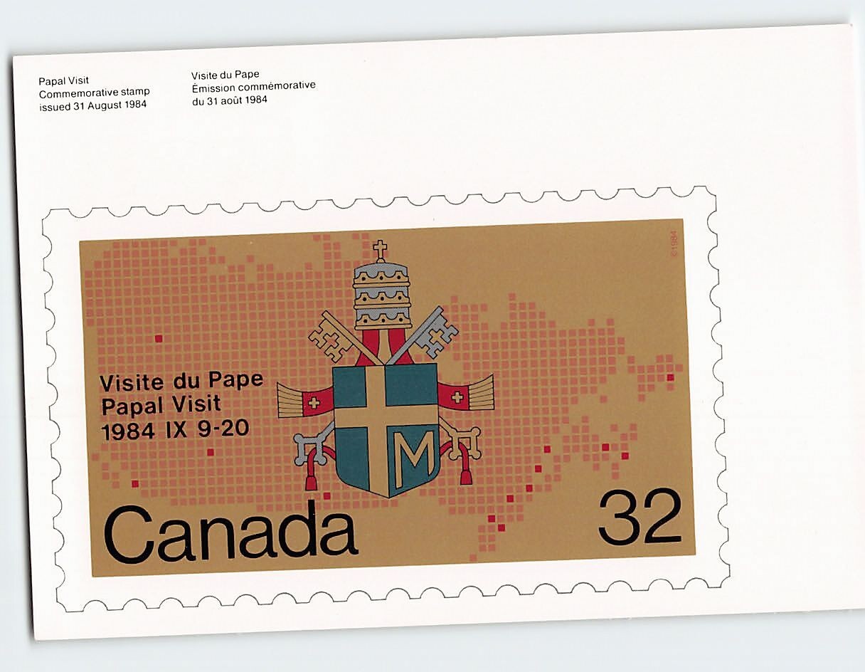 Papal Visit Commemorative Stamp August 31, 1984 Canada Postage P-214571 ...