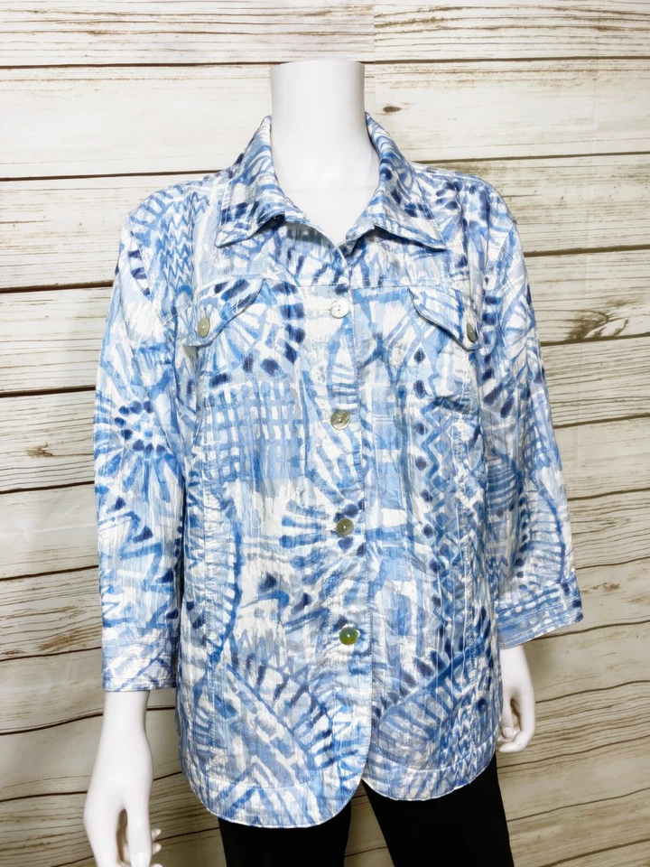 Ruby Rd Woman Womens Blazer Size 22W Multicolor Button Up Pockets 3/4 Sleeve - Image 3 of 4