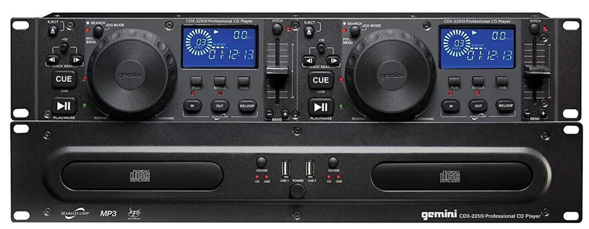 Gemini CDX-2250i Pro DJ Dual Two Deck Rack Mount CD/MP3 Media