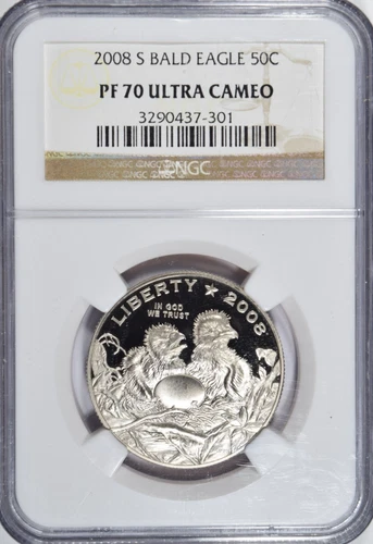 2008-S BALD EAGLE COMMEMORATIVE PROOF HALF DOLLAR 50 CENTS~ FRESH SLAB NGC PF70!