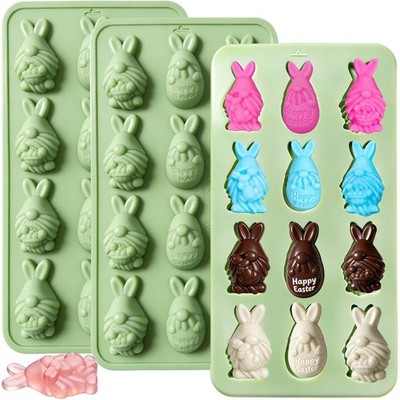 Easter Bunny Silicone Molds, 3-Pack Bunny Candy Chocolate Molds 3D Rabbit Egg...
